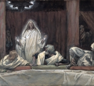 he appeared to the eleven as they sat at meat - Tissot