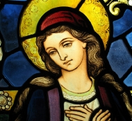 stained glass mary